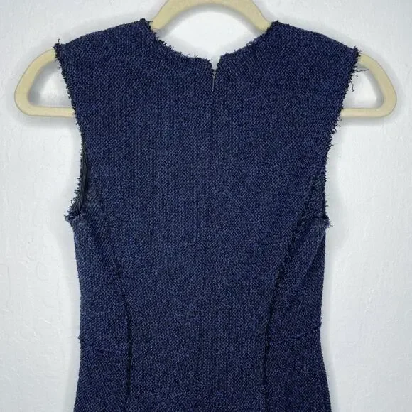 Rebecca Taylor Stretch Tweed Navy Combo Sleeveless Mini Sheath Dress 0 - Picture 9 of 16